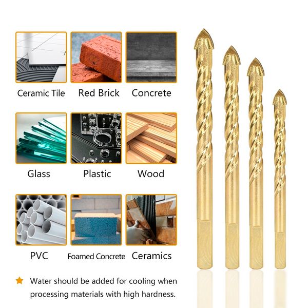 Bit de broca de vidro CMCP 1PC Triângulo de concreto de concreto de concreto abridor de madeira para ferramentas de perfuração de madeira/plástico/torção de tijolos 3-12mm