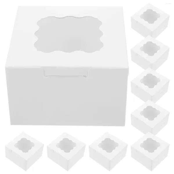 Nehmen Sie Container 50 PCs Geschenkboxen Kuchen Transportbehälter Keks Donut White Cookie Hochzeit für Gäste behandeln