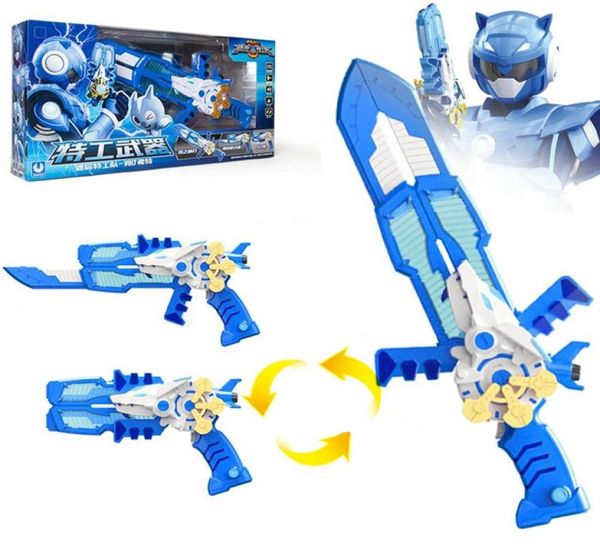 Tre modalità Mini Force Transformation Sword Toys con action figure audio e leggera MiniForce x Deformazione Gun Toy3901794