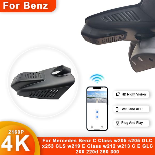 4K HD WiFi Car DVR Dash Cam para Mercedes Benz C Classe W205 S205 GLC X253 CLS W219 E CLASS W212 W213 C E GLC 200 220D 260 300