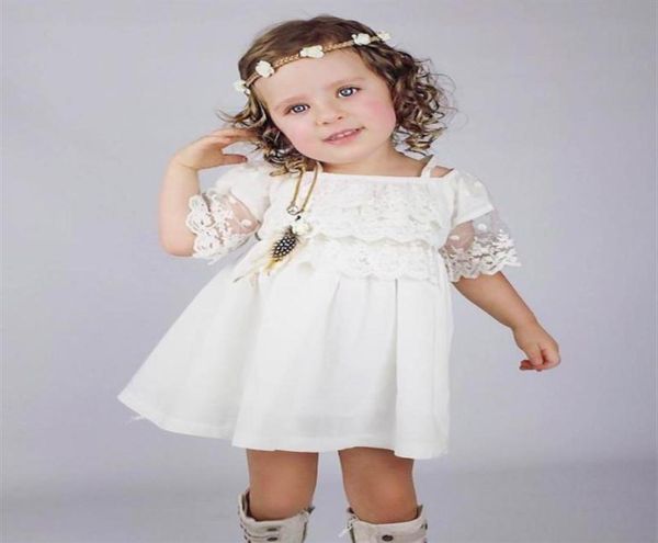 Spitze kleines Mädchen Kleid Kinder Baby Party Hochzeitsfestigkeit formelle Mini süße weiße Kleider Kleidung Baby Girls313Q2674427