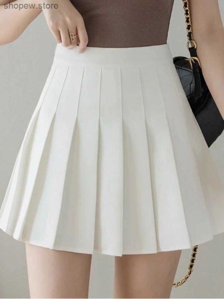 Юбки Калевест Y2K сладкая девочка белые плиссированные мини -юбки Женские корейские стиль школы высокий тали