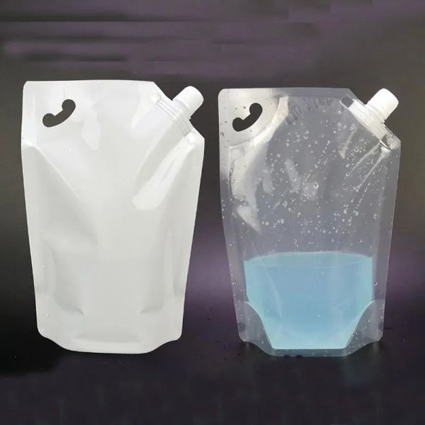 Großhandel White Clear 1000 ml/1LSPAND UP -Verpackungsbeutel Getränk Ausgusspraxis für Getränke Flüssigsaft Milch Kaffee LL