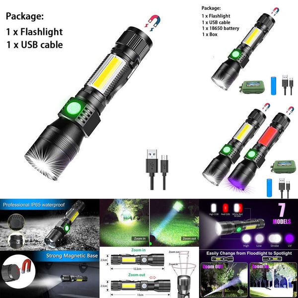 Novo USB Recarregável UV forte lanterna leve de lanterna de acampamento Pets de urina manchas de urina led de tocha ultravioleta com ímã