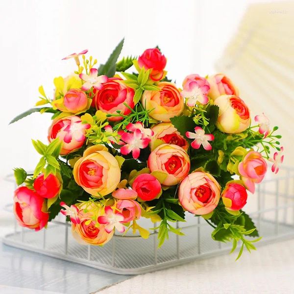 Декоративные цветы Симуляция шелковой ткани розовая бутона дома свадебное украшение