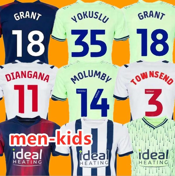 23 24 West Bromwich Futbol Forması Molumby Diangana Dike Brunt Asante Albion Futbol Gömlek 2023 2024 Evden uzakta Wallace Phillips Swift Erkek Çocuk Kit Üniformaları