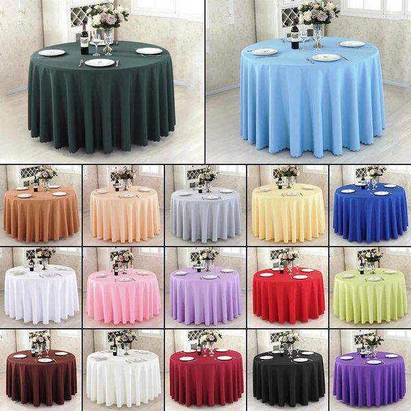 Tischtuch Polyester runde Tischdecke Feste Farbe für Hochzeits Geburtstag Bankett El Party Restaurant Cover Home Decora