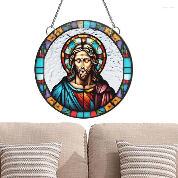 Figurine decorative accompagnatore solare per finestre acriliche jesus finestra catcher colorato decorazioni murali uniche per la parete veranda