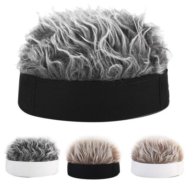 Поддельный парик для волос солнечный кепка для мужчин и женщин смешной прохладный хип -хоп Кратчик короткая дыня с твердым цветом Черный цвет ретро -лыж с лыжным рыбаком DO W8570971