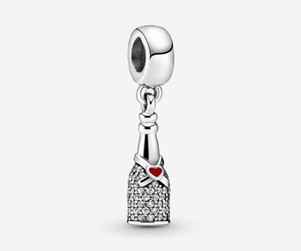 Bottle 100% Charms reais 925 Sterling Silver Dangle Sparkling Wine Mincheds Fit Bracelet Gift Jewelry Making Q05312091853