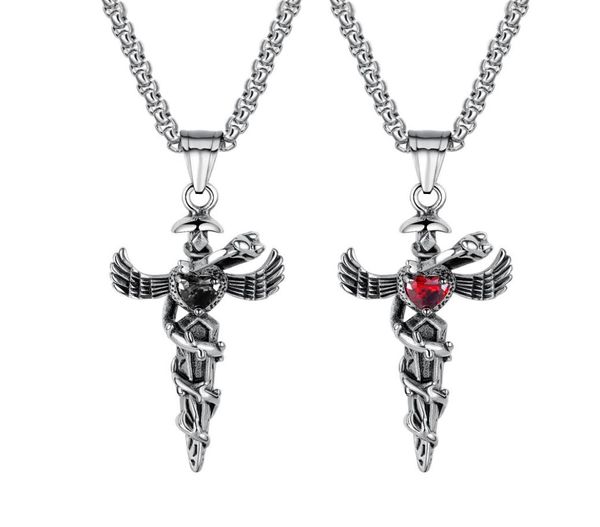 Acciaio inossidabile caduceus symbol angel simbolo di medicina dottore infermiera collana a ciondolo per maschile boys3994243