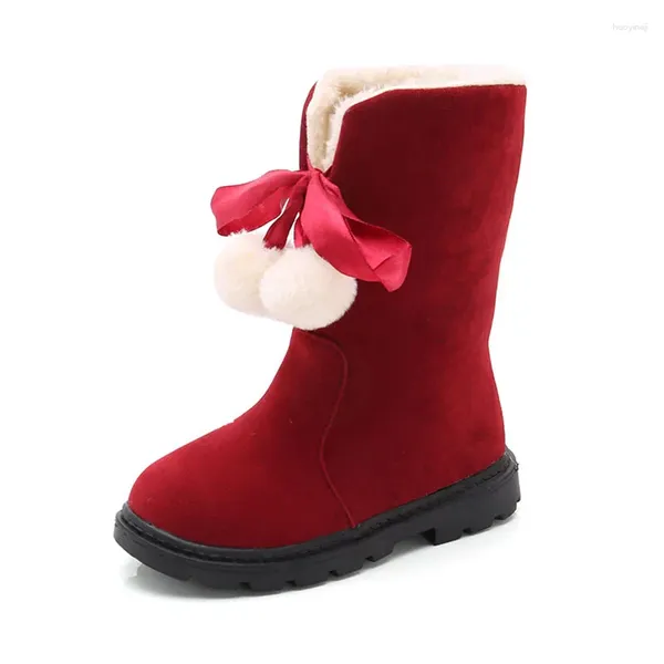 Botlar Cozulma Çocuk Kızlar Sıcak Peluş Astar Orta Kalf Moda Kürk Top Kar Çocukları Kış Ayakkabı Boyutu 26-37
