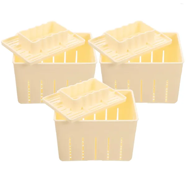 Canecas 3 sets Tofu Maker Plástico Pressione Mold Cheese Presser DIY Ferramenta com tampa