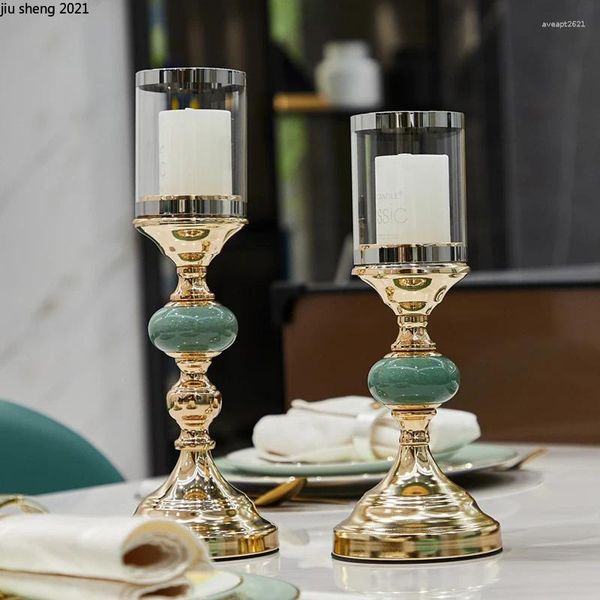 Kerzenhalter Europäische Metall Kerzenlestick Luxus goldplattiert Pendel Home Dinner Holiday Dekoration Esstisch Aroma Halter High-End