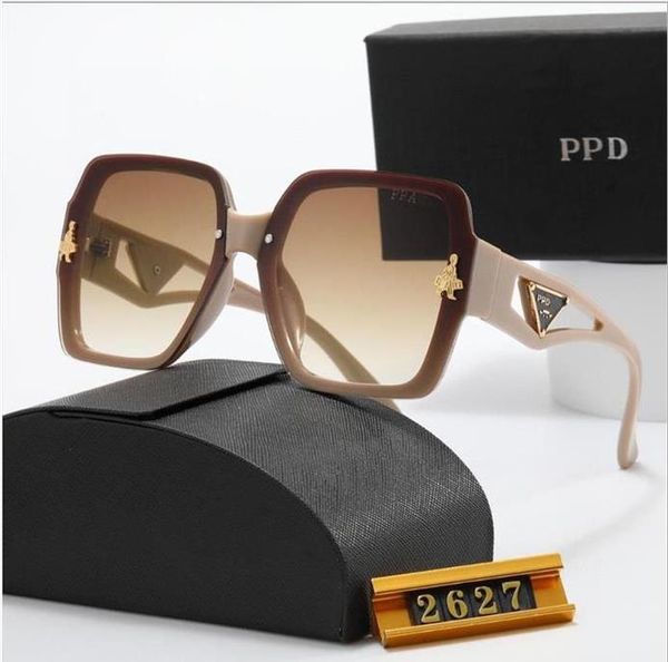 Hot Luxury Sunglasses Lens Polaroid Designer Letter feminino homem Óculos de moda sênior para a gasolina mais alto dragonfly sexo metal óculos com caixa