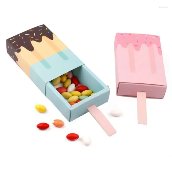 Embrulho de presente 4/6pcs Ice Cream Shape Candy Favors Caixas para Partido de Pacotamento de Pacotes de Pacotes de Pacotes de Summer Birthday Baby