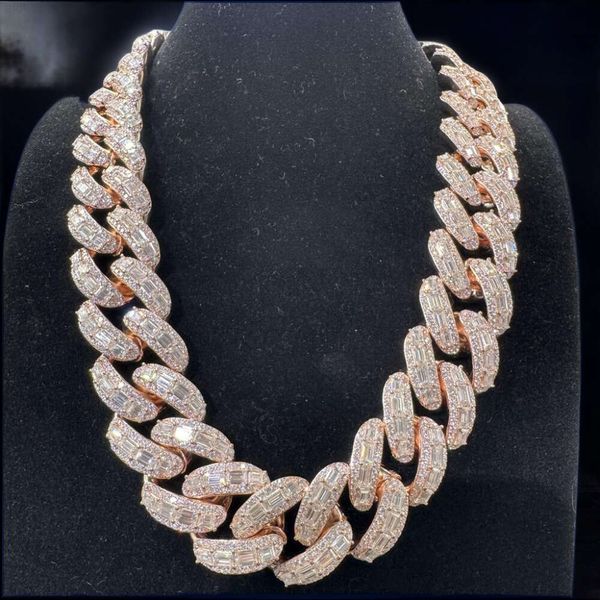 HipHop Miami Cuban Link Chain 925 Sterling Silber 20mm 25 mm vereisert HipHop Moissanit Kubanische Kette