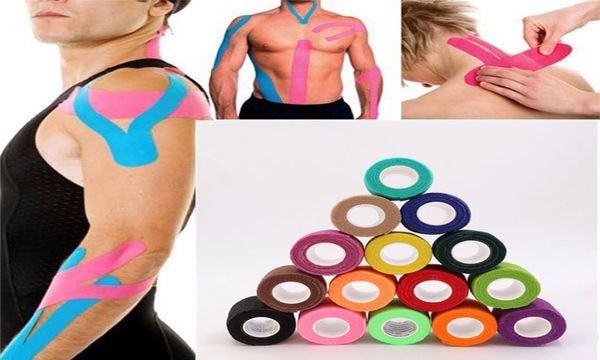 18 colori Kinesiologia nastro atletico Sport Recovery Recovery Tape in palestra Fitness Tennis che esegue la protezione muscolare Muscolo Scissor5641633