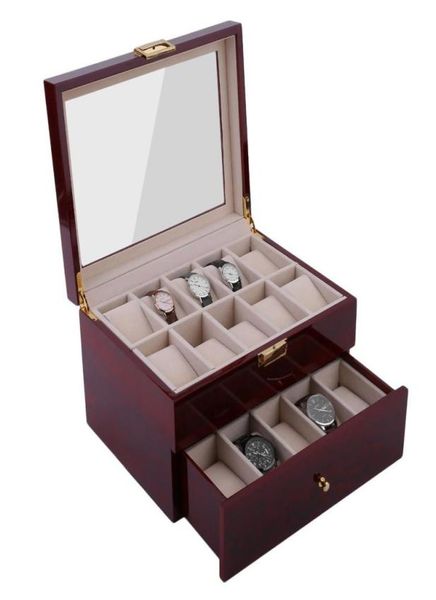 20 Gitter rote schwarze Holzwächter Box Case Watchhalter Sammlung Aufbewahrungsorganisator Schnelles und sicheres Schiff von US3118300