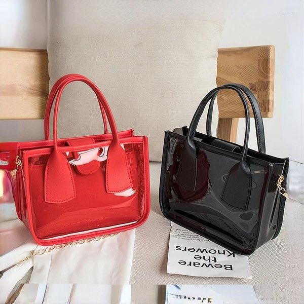 Bolsas de ombro 2024 Moda Transparente Ladies Bag Versão do Jelly Picture Pu mini bolsa Messenger
