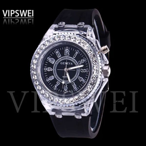 Luminous Diamond Watch USA Fashion Trend Men Woman Rates Lover Color LED LUZ LELLY SILICONE Silicone