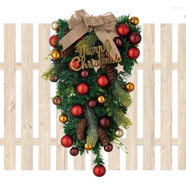 Fiori decorativi ghirlanda di lacrima di Natale con palline bowknot cartello della porta creativa swagreusable per pareti di centrifulli porte e barre
