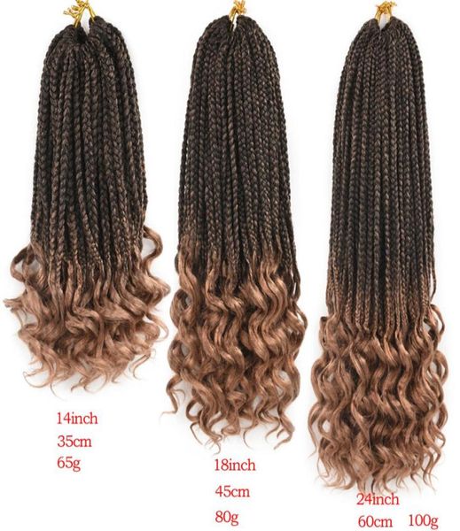 14 18 24 polegadas Caixas de cabelo de crochê Balas Curolas ombre Pêlos sintéticos para tranças 22 fios Branding Hair Extensions2463957