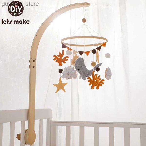 Mobile# Baby Holzbett Glocken Cartoon Marine Tiere Anhänger 0-12 Monate Baby Hanging Toy Crib Mobile Holzspielzeughalter Klammer Kinder Geschenk Y240412y240417cfet