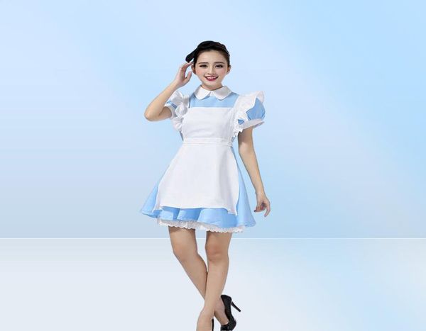 Halloween Maid Kostüme Frauen Erwachsener Alice im Wunderland Kostümanzug Maid Lolita Kostüm Cosplay Kostüm für Frauen Mädchen Y082332193