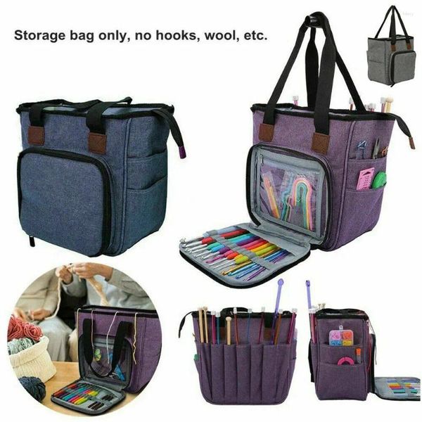 Depolama Çantaları Taşınabilir Yün Bag Tığ işi iplik alet dikiş iğneleri, organizatör çanta taşıma çanta diy örme aksesuarları taşıma