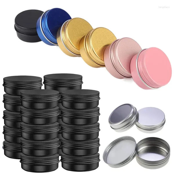 Garrafas de armazenamento 30pcs 5g-60g Jarros de alumínio Pots de chá de lábios de maquiagem recipientes de metal recarregáveis latas cosméticas coloridas