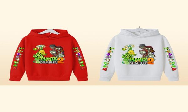 2022 Planta de inverno de outono vs zumbis com capuz imprimido para desenhos animados para meninos roupas de rua infantil para adolescentes tamanho 414 T7133774