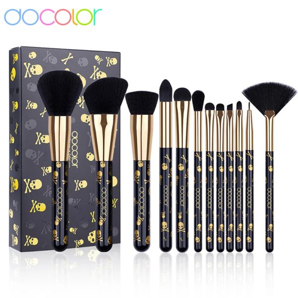 Shadow Docolor Goth Makeup Brush Set 12pcs Profissional Face Powder Shushadow Blush Foundation Blending Cosmetic Professional Brushs