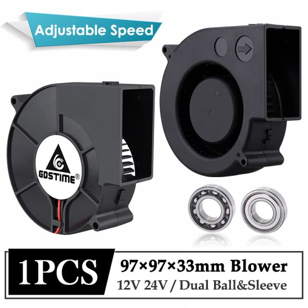 Soğutma 1 PCS GDSTIME DC 12V 24V 97x33mm Turbo Blower Santrifüj Fan 9cm Barbekü Brower 97mm Açık Soba Ayarlanabilir Hız Egzoz Fanı