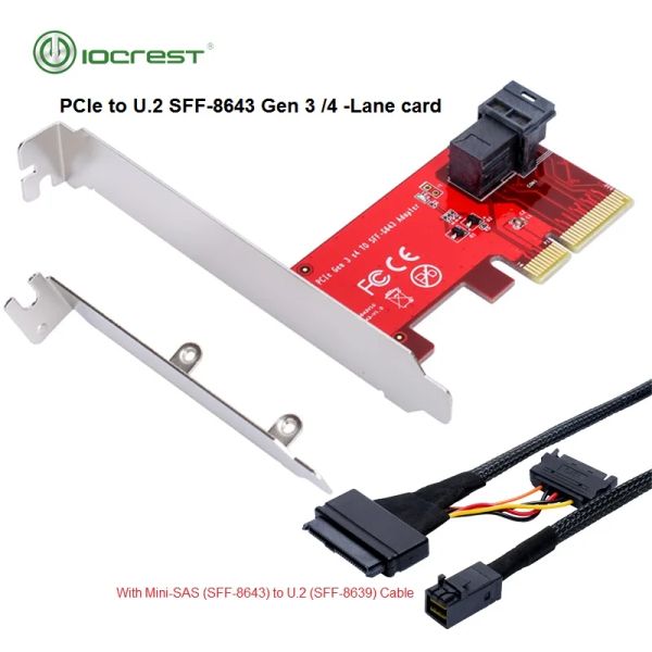 Carte Iocrest PCIe a U.2 SFF8643 Gen 3 /4 Card per la corsia per 2,5 