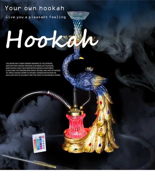 Andere Hausgarten Pfauen Elegante Modellierung Shisha Set Ungewöhnliches Glas Narghile Graszubehör Luxus Mousse Harz Craft Shisha Pipes L46