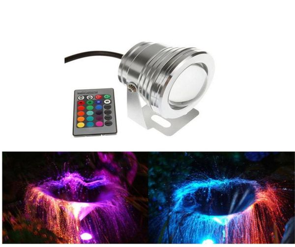 AUCD Mini DC 12V подводный светодиод RGB Светодиод 10 Вт IR Удаленный IP68 Водонепроницаемый фонтанный бассейн ландшафтный ландшафтный пруд Lodwl6651845