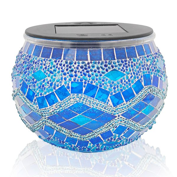 Sfera di vetro a mosaico impermeabile luci a energia solare a energia solare lampade da tavolo a luce solare per decorazioni per feste da giardino Natale