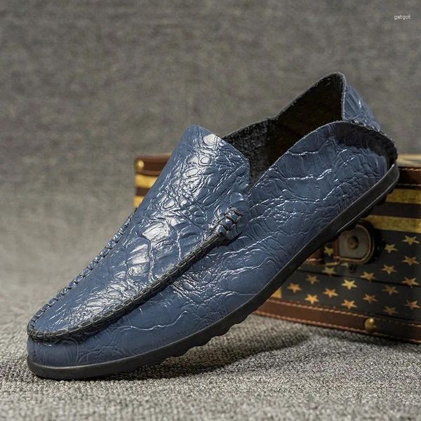 Casual Schuhe Ankunft Herren -Slipper Männer Leder Wohnungen Design handgefertigte Herren bequemer klassischer Stil