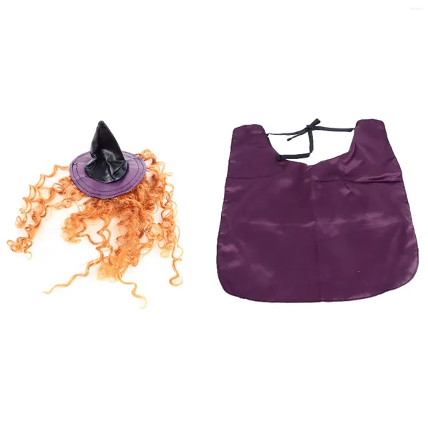 Abbigliamento per cani Halloween Costumi in poliestere pet wizard hat mantello set attraente viola interessante S dimensione comoda simpatica per la pografica