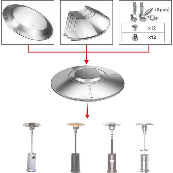 Aquecedor do pátio escudo refletor de aquecedor de aquecedor de aquecedor para aquecedores externos Aquecedores de propano para pára -brisa para externo