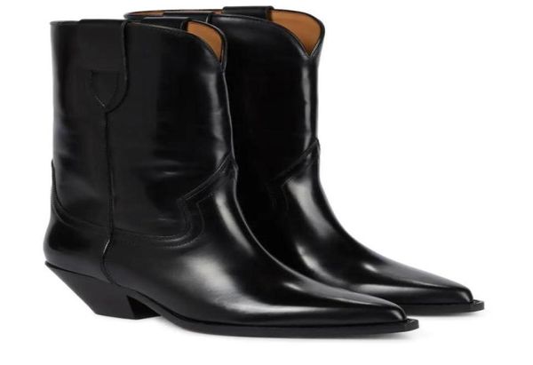 Paris Isabel Dahope Leather Western Boots Marant Fashion Show Stars Catwalk Shoes Italia Nero in pelle Black Perfect4778425