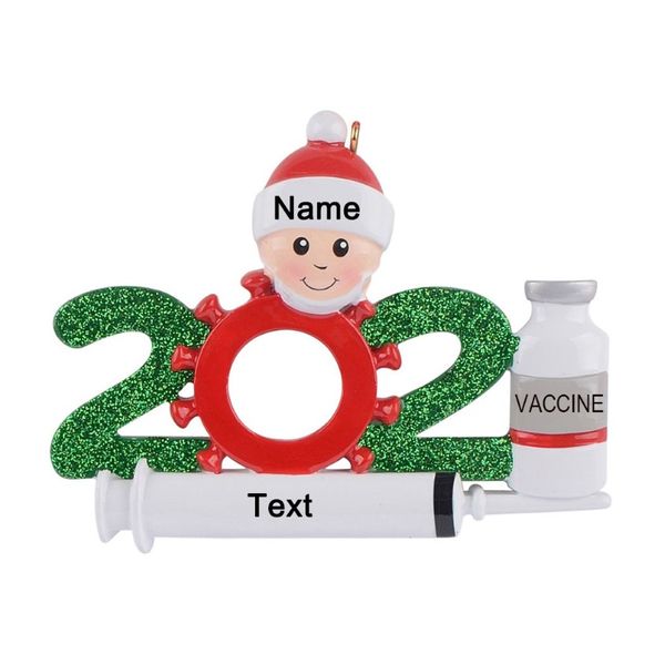 Em estoque, todo o varejo Polyresin 2021 Família de 2 ornamentos personalizados da árvore de Natal de quarentena Decoração de Natal SOU339U