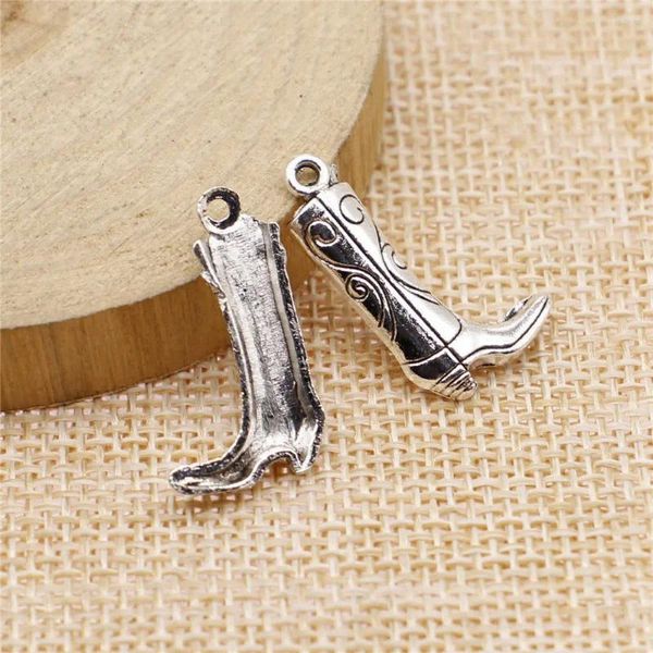 Charms Men Accessories Cowboy Shoe Boots Supplies для ювелирных изделий 23x13mm 20pcs