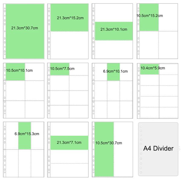 10 лист A4 Связующие рукава 1/2/3/4/6/8/9/10 Pocket 10x15 4x6 Фотоальбовые пластиковые рукава PVC Бесплатная открытка Photocard Page Page