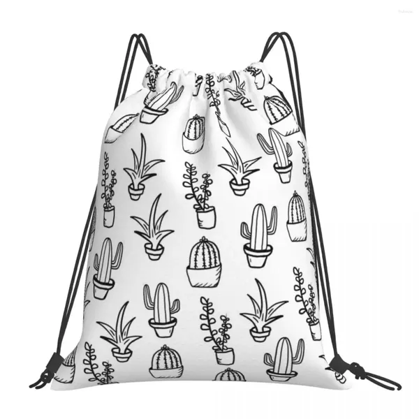 Rucksack Sukkulenten - Schwarze weiße Rucksäcke tragbare Kordelbühne Bündel Taschenschuhe Bag Bookbag für Reiseschule