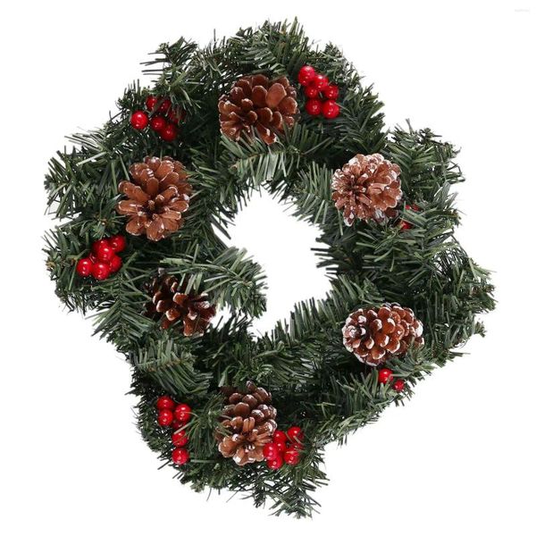 Fiori decorativi 40 cm Decorazione della porta di ghirlanda di Natale Berry in schiuma artificiale con decorazione a parete a sospensione cono naturale