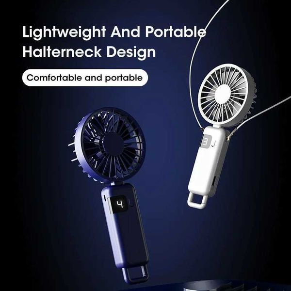 Elektrik Fanları 2024 Elektrikli Fan 5 Hızlı Rüzgar Soğutma El Fanı Taşınabilir Mini USB Mini Cep Şarj Edilebilir Handheld Fan Hook ile