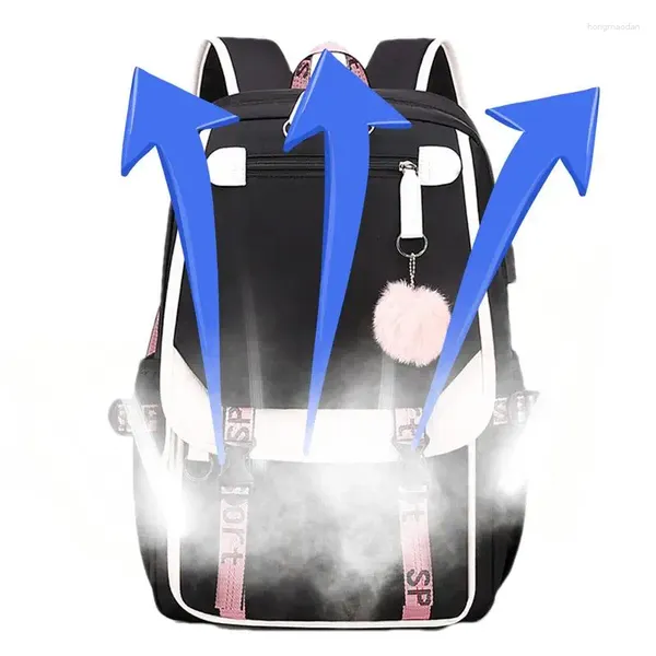 Stume da stoccaggio Girlbackpack Laptop Bookbags Backpack femminile femminile con porta USB per forniture 27L Waterproof Durevole e durevole e