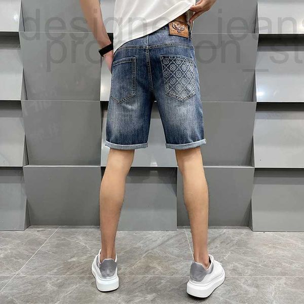 Shorts maschile designer di alta qualità in stile britannico in stile 3D stampato 3D Eagle Light Lavato Shorts casual di jeans maschi